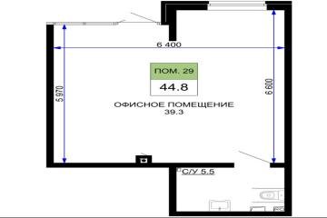 Фото №4: Коммерция 44 м² - Краснодар, мкр. жилой комплекс Дыхание, ул. Лётчика Позднякова, 2к25