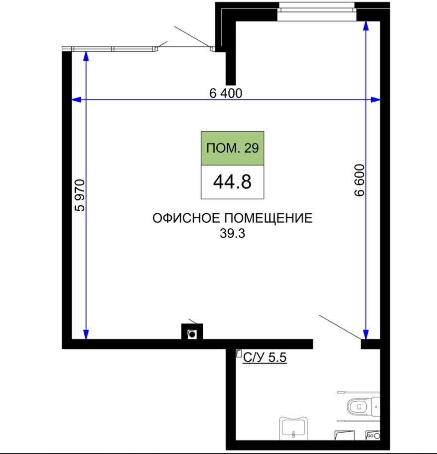 Фото №4: Коммерция 44 м² - Краснодар, Прикубанский внутригородской округ, мкр. жилой комплекс Дыхание, ул. Лётчика Позднякова, 2к25