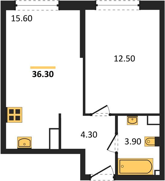 Фото №1: 1-комнатная квартира 36 м² - Краснодар, Прикубанский внутригородской округ, мкр. Догма Парк