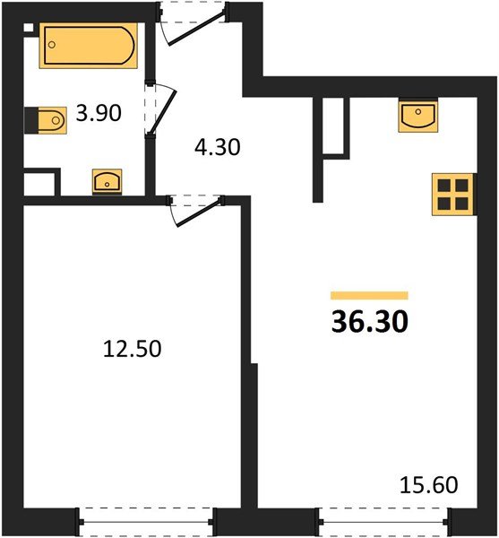 Фото №1: 1-комнатная квартира 36 м² - Краснодар, Догма Парк, мкр. Прикубанский внутригородской округ