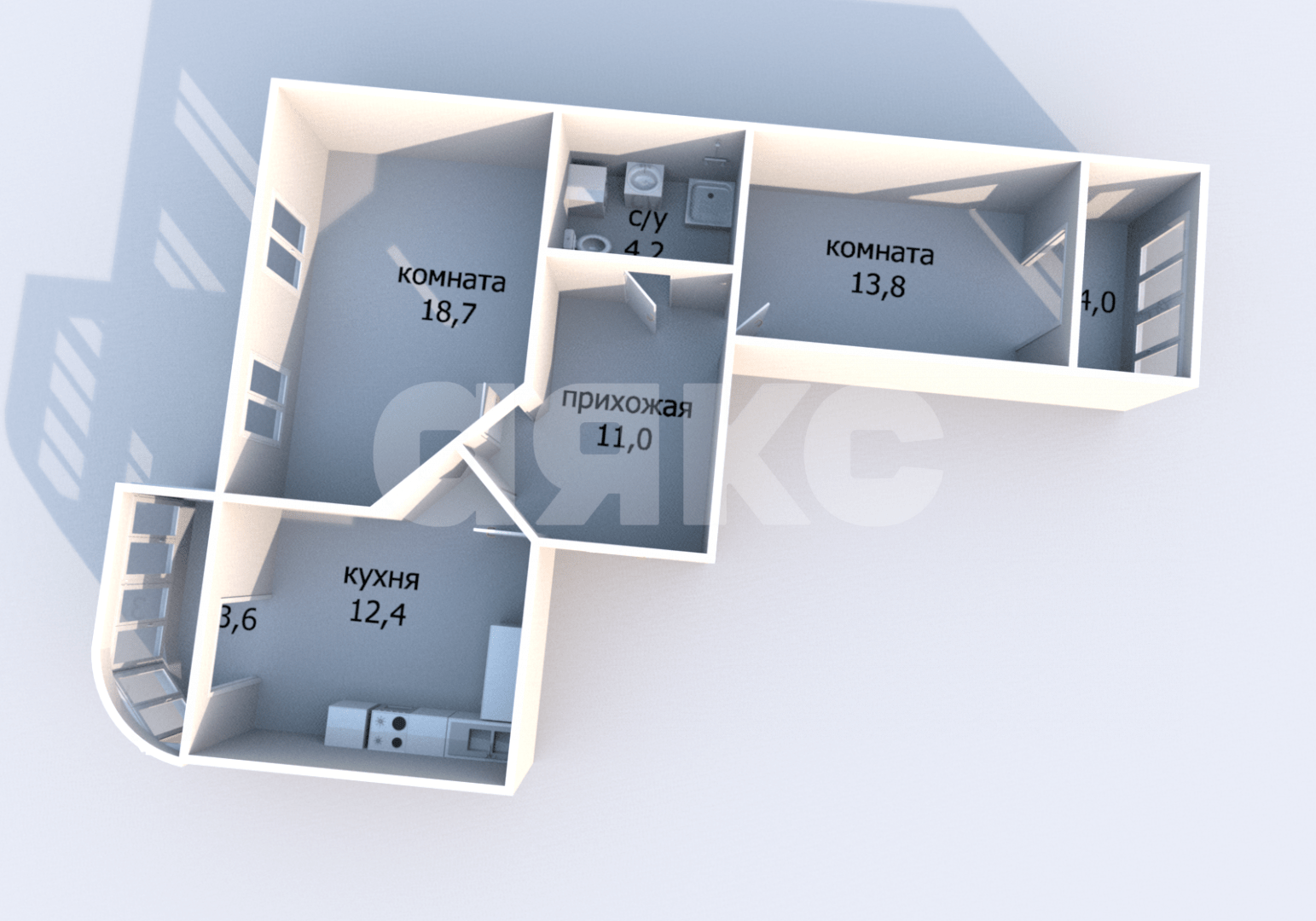 Фото №23: 2-комнатная квартира 67 м² - Анапа, жилой комплекс Радуга, ул. Парковая, 64к1
