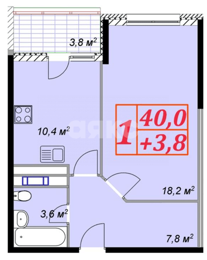 Фото №17: 1-комнатная квартира 44 м² - Анапа, 3Б, ул. Владимирская, 150