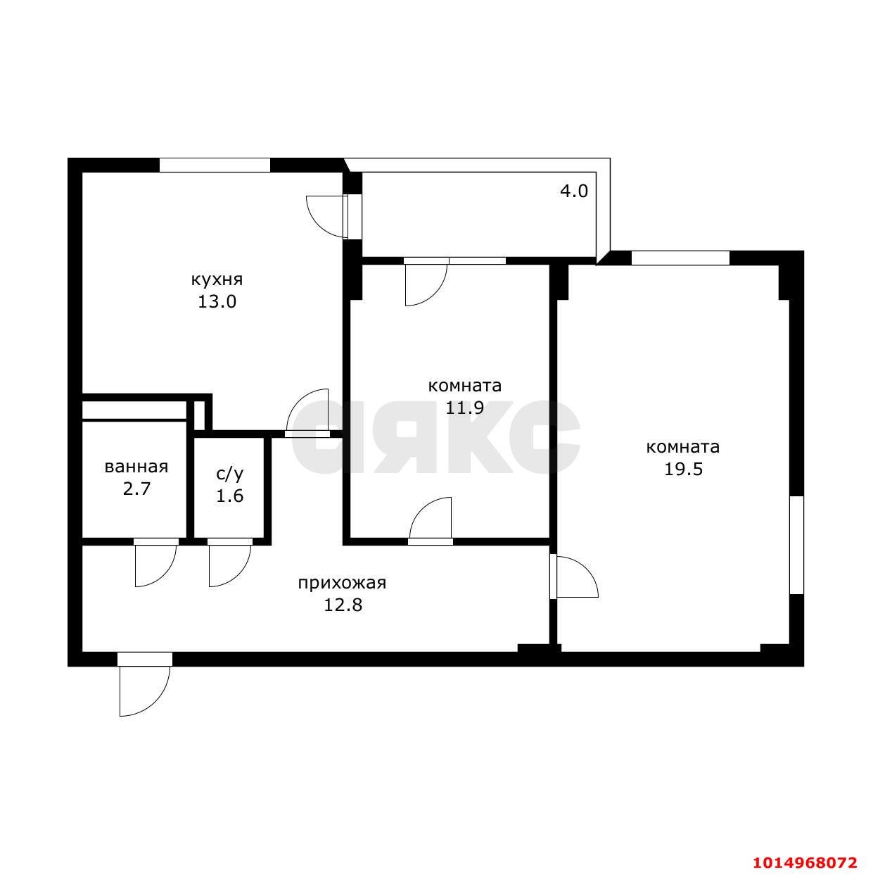 Фото №5: 2-комнатная квартира 61 м² - Краснодар, жилой комплекс Лиговский, ул. Героя Хабибуллина, 7