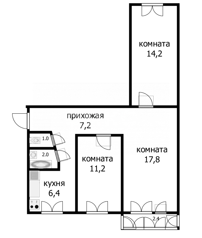 Фото №12: 3-комнатная квартира 60 м² - Анапа, ул. Крымская, 177