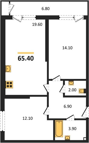 Фото №1: 2-комнатная квартира 65 м² - Краснодар, ЖК Рекорд, Карасунский внутригородской округ, Центральный внутригородской округ, Черёмушки, мкр. жилой комплекс Рекорд, ул. Новороссийская, 102И