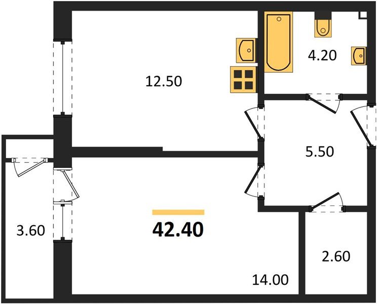 Фото №1: 1-комнатная квартира 42 м² - Краснодар, ЖК Рекорд, Карасунский внутригородской округ, Центральный внутригородской округ, Черёмушки, мкр. жилой комплекс Рекорд, ул. Новороссийская, 102И