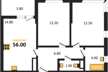 Фото №1: 2-комнатная квартира 56 м² - Краснодар, мкр. Прикубанский внутригородской округ, 