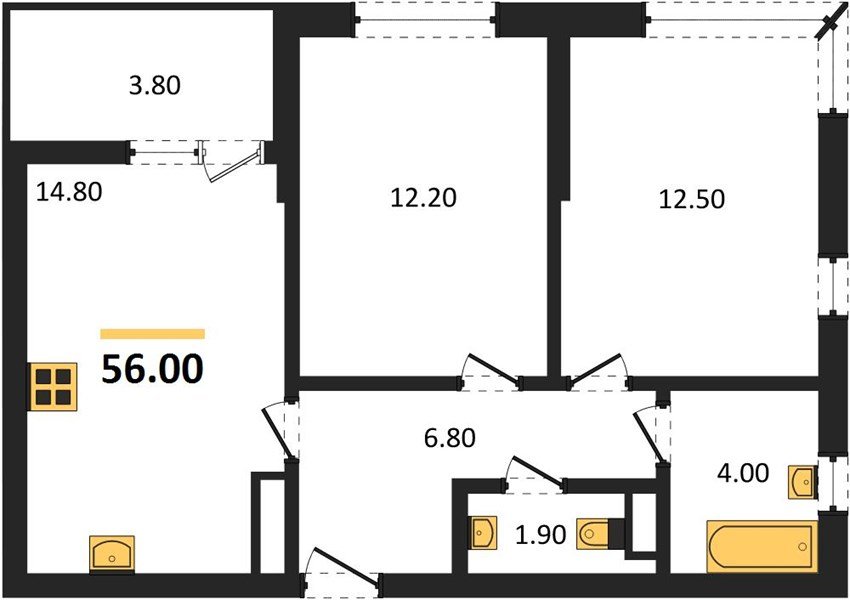 Фото №1: 2-комнатная квартира 56 м² - Краснодар, мкр. Прикубанский внутригородской округ