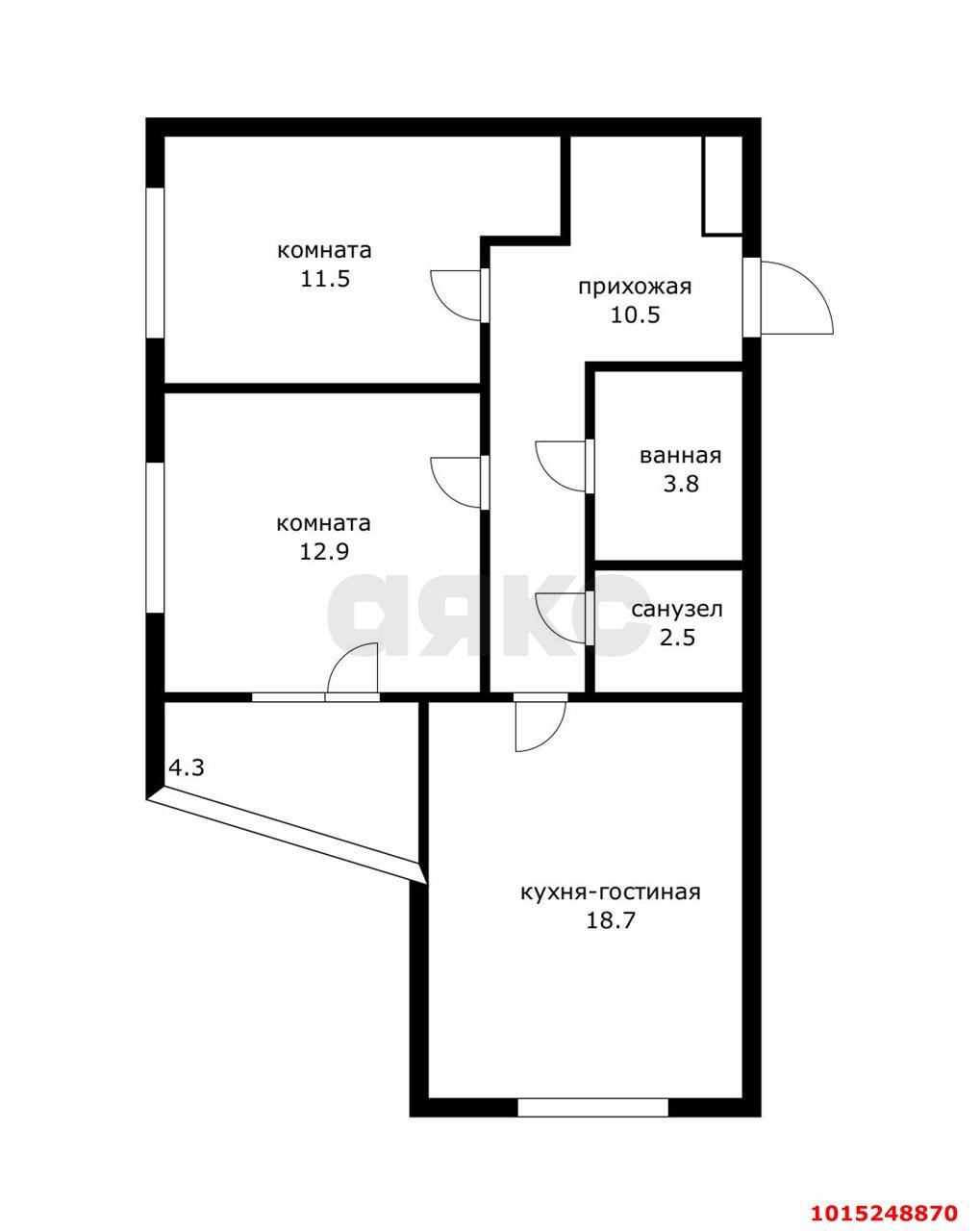 Фото №16: 2-комнатная квартира 64 м² - Краснодар, Прикубанский внутригородской округ, ЖК Лучший, мкр. имени Петра Метальникова, ул. Петра Метальникова, 38