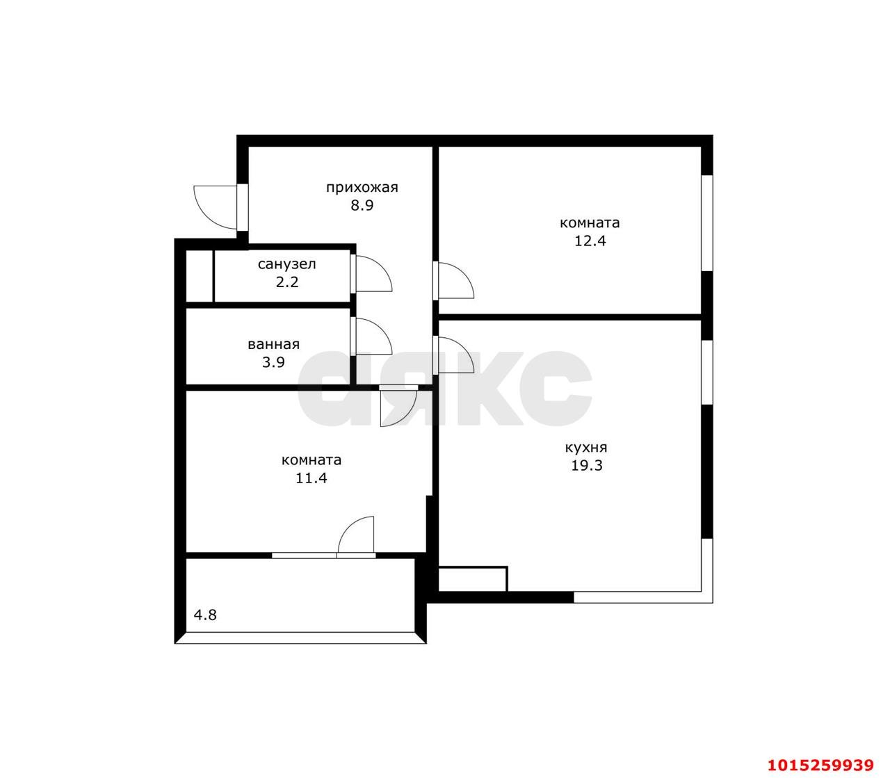 Фото №7: 2-комнатная квартира 62 м² - Краснодар, Прикубанский внутригородской округ, пр-д 1-й Лиговский