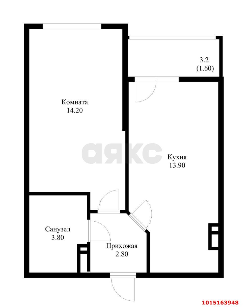 Фото №14: 1-комнатная квартира 36 м² - Краснодар, имени Петра Метальникова, ул. Петра Метальникова, 38