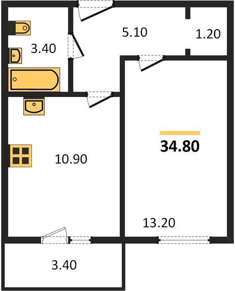 Фото №1: 1-комнатная квартира 34 м² - Новая Адыгея, мкр. жилой комплекс Дарград, ул. Тургеневское шоссе, 33/3к22