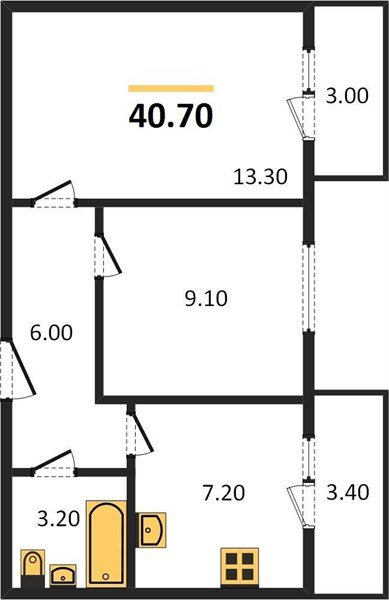 Фото №1: 2-комнатная квартира 40 м² - Яблоновский, мкр. жилой комплекс Дарград, ул. Тургеневское Шоссе, 33/5к35