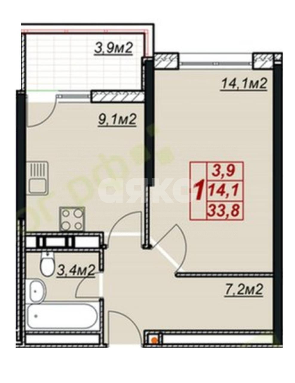 Фото №13: 1-комнатная квартира 38 м² - Анапа, жилой комплекс Лазурный, ул. Крестьянская, 27к5
