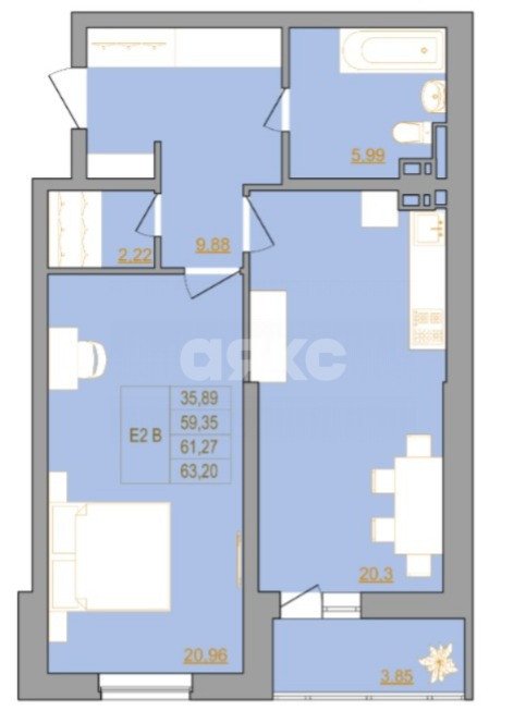 Фото №1: 2-комнатная квартира 63 м² - Ростов-на-Дону, жилой комплекс Новый Горизонт