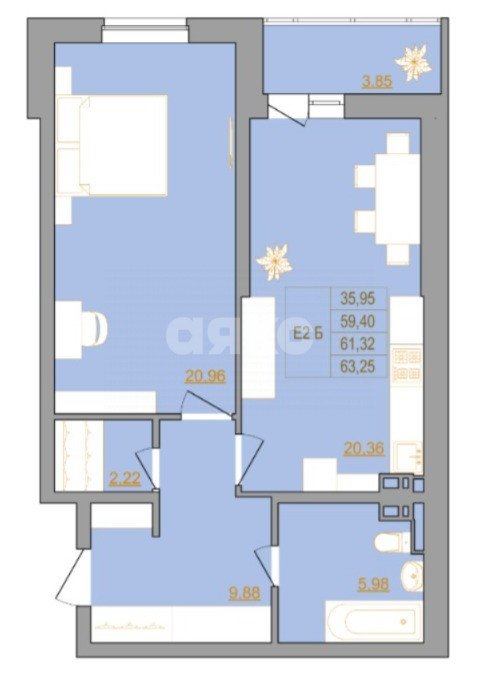 Фото №1: 2-комнатная квартира 63 м² - Ростов-на-Дону, жилой комплекс Новый Горизонт