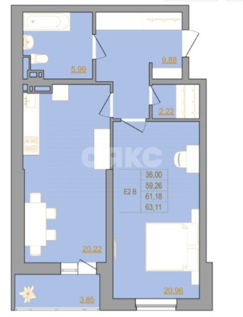 Фото №1: 2-комнатная квартира 63 м² - Ростов-на-Дону, жилой комплекс Новый Горизонт
