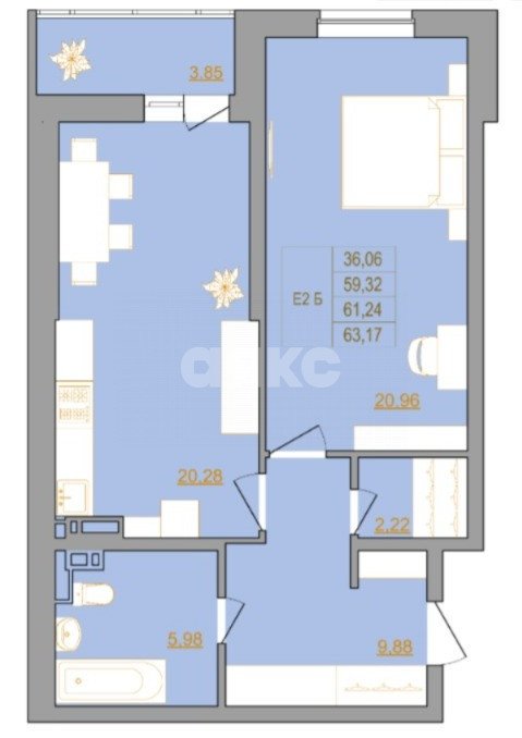 Фото №1: 2-комнатная квартира 63 м² - Ростов-на-Дону, жилой комплекс Новый Горизонт