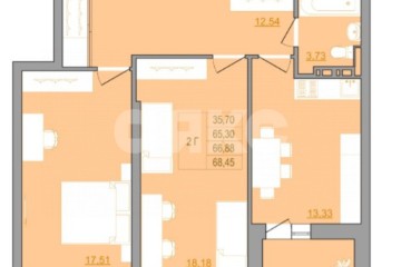 Фото №1: 2-комнатная квартира 68 м² - Ростов-на-Дону, мкр. жилой комплекс Новый Горизонт, 