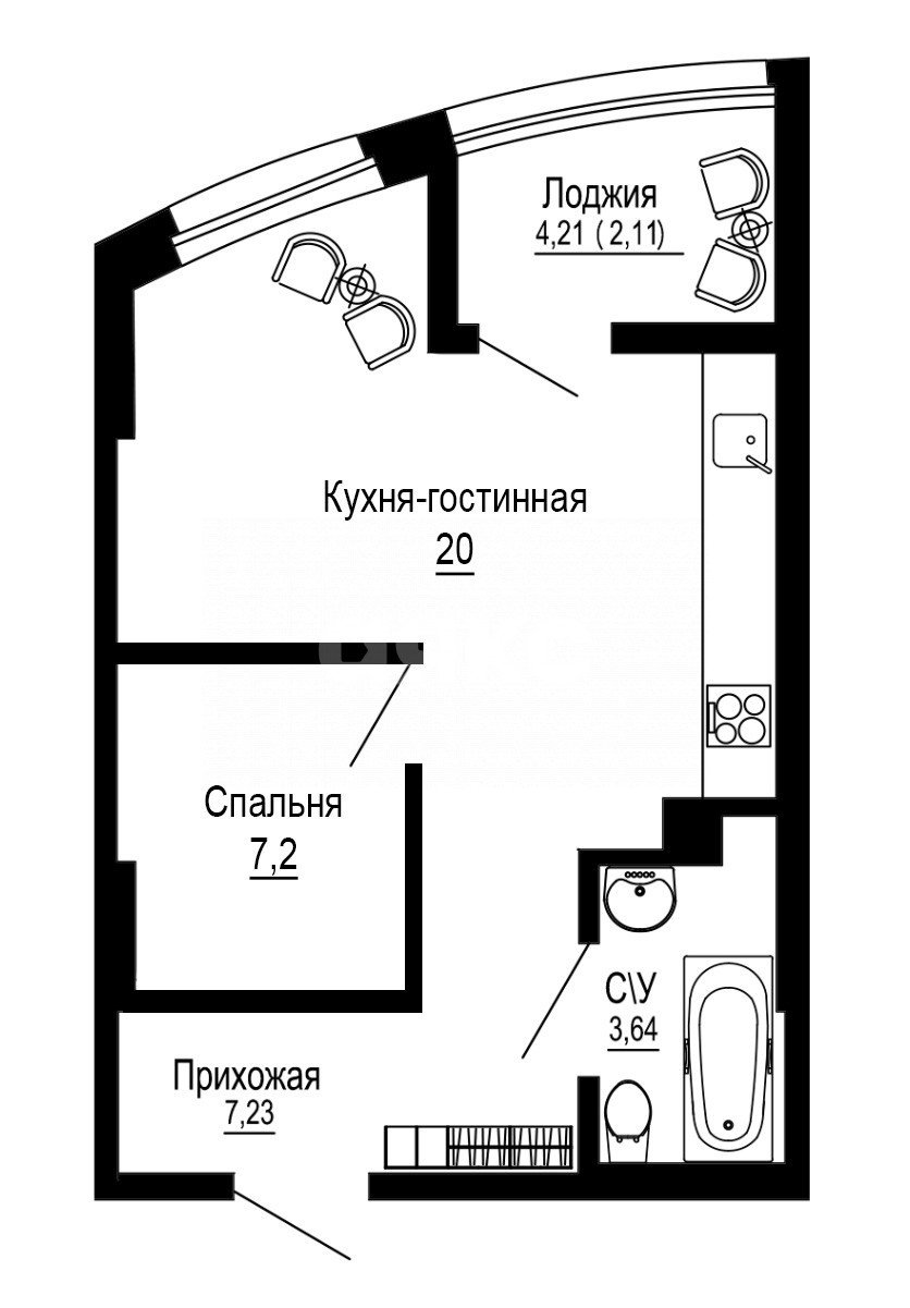 Фото №17: 1-комнатная квартира 42 м² - Ростов-на-Дону, жилой комплекс Донская Слобода, ул. Привокзальная, 3/1