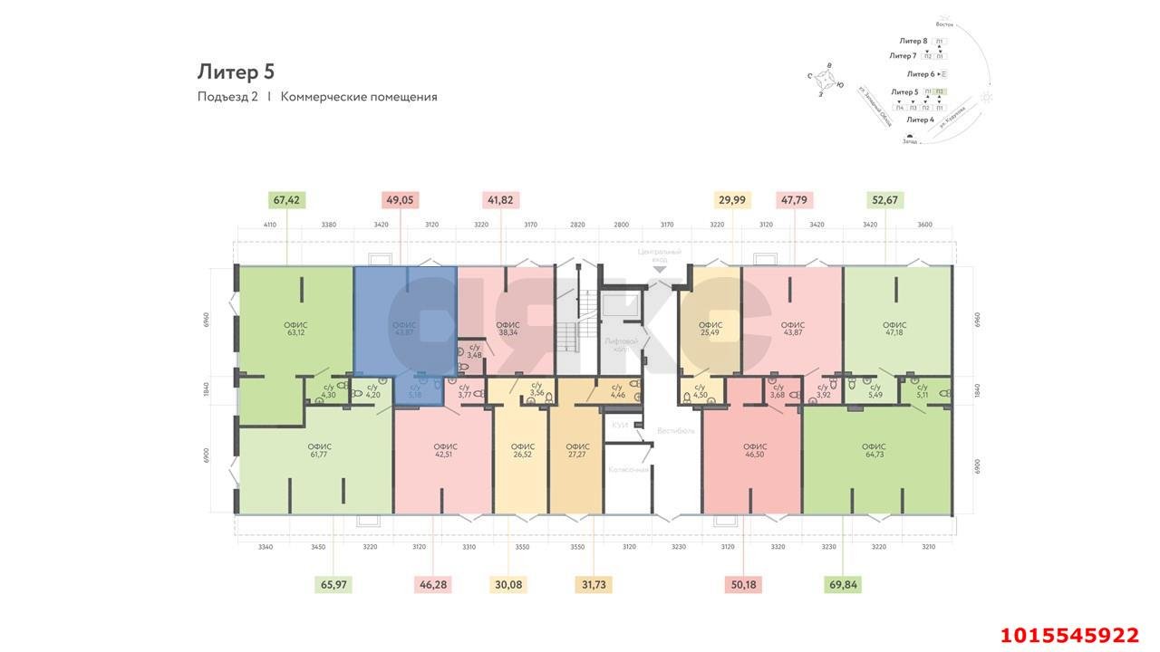 Фото №9: Торговое помещение 48 м² - Краснодар, жилой комплекс Друзья, ул. имени Генерала Брусилова, 28к3