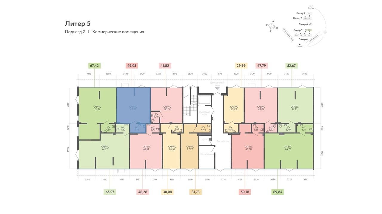 Фото №9: Коммерция 47 м² - Краснодар, Прикубанский внутригородской округ, мкр. жилой комплекс Друзья, ул. имени Генерала Брусилова, 28к3