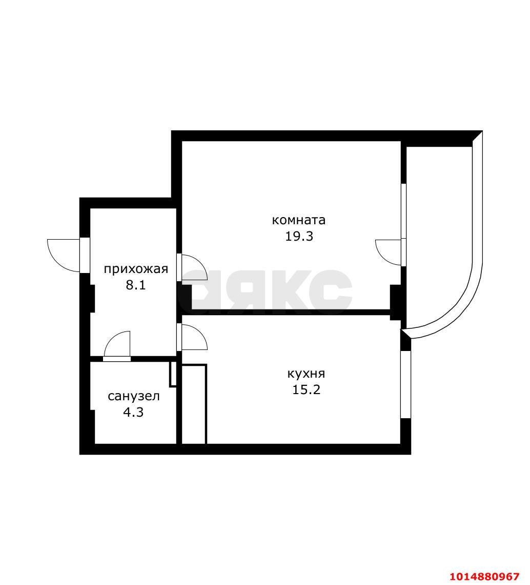 Фото №3: 1-комнатная квартира 52 м² - Краснодар, Центральный, ул. Промышленная, 19/1