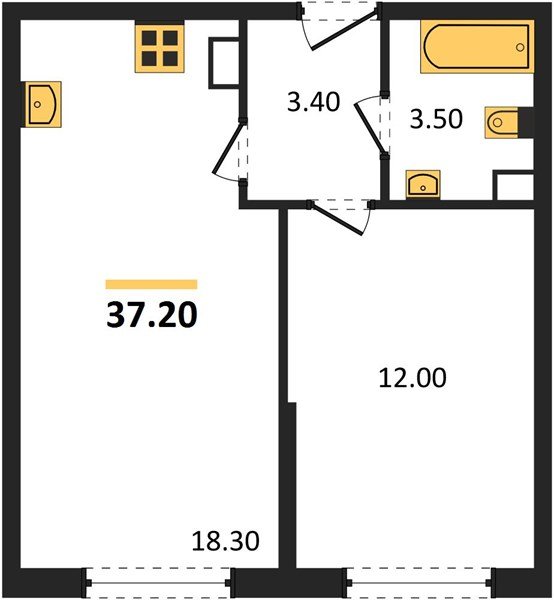 Фото №1: 1-комнатная квартира 37 м² - Краснодар, жилой комплекс Самолёт-6, мкр. Прикубанский внутригородской округ