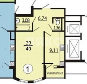 Фото №14: 1-комнатная квартира 40 м² - Горячий Ключ, жилой комплекс Аристократ, ул. Бабушкина, 36