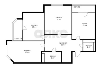 Фото №2: 3-комнатная квартира 100 м² - Краснодар, мкр. Фестивальный, ул. Гаражная, 71