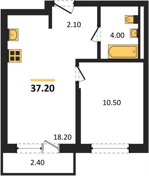 Фото №1: 1-комнатная квартира 37 м² - Краснодар, мкр. Прикубанский внутригородской округ