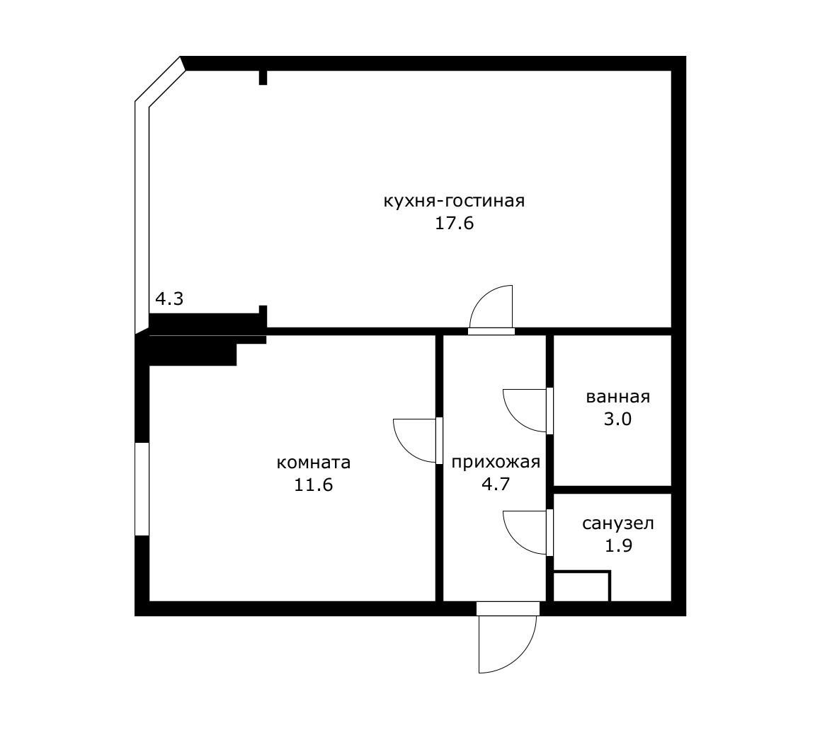 Фото №14: 1-комнатная квартира 43 м² - Краснодар, Прикубанский внутригородской округ, Панорама, мкр. ЖК Панорама, ул. Восточно-Кругликовская, 22