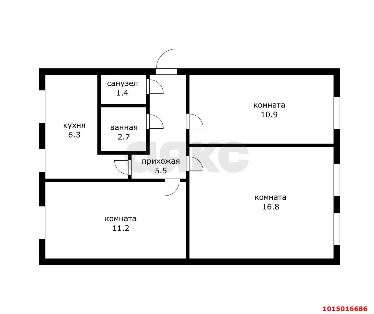 Фото №11: 3-комнатная квартира 55 м² - Краснодар, Карасунский внутригородской округ, мкр. Камвольно-суконный Комбинат, ул. Сормовская, 22
