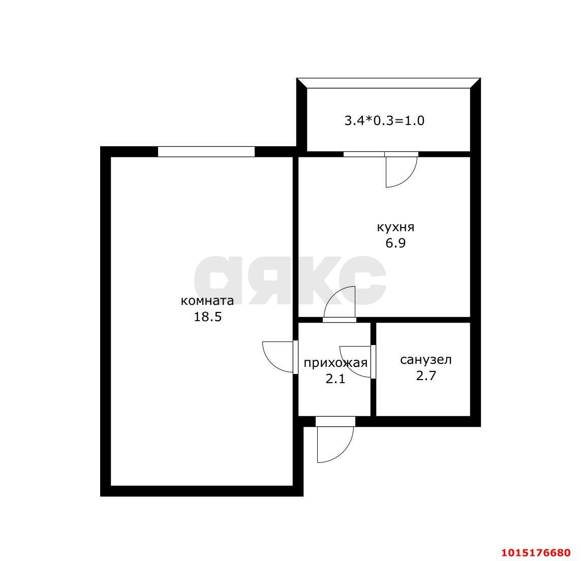 Фото №8: 1-комнатная квартира 33 м² - Новая Адыгея, жилой комплекс Дарград, ул. Тургеневское шоссе, 33/3к19