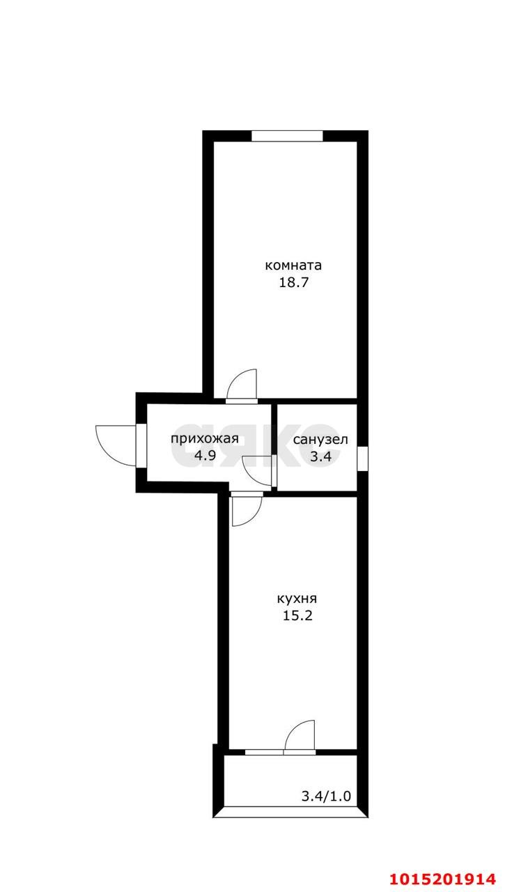 Фото №5: 1-комнатная квартира 46 м² - Краснодар, имени Петра Метальникова, ул. Евгении Жигуленко, 30к2