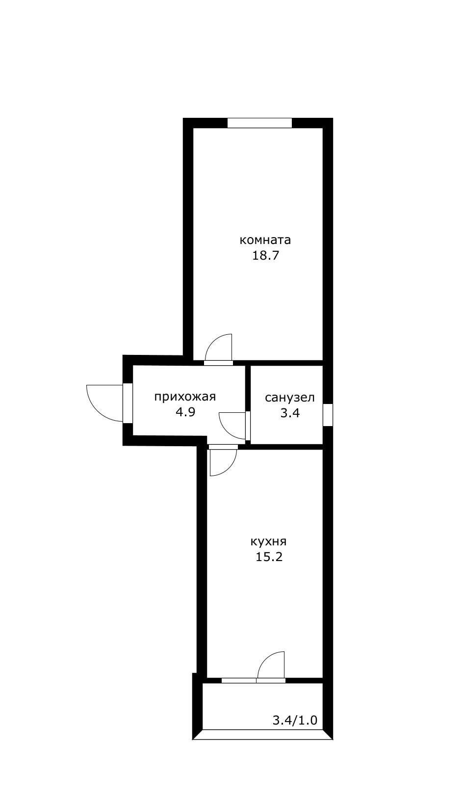 Фото №5: 1-комнатная квартира 46 м² - Краснодар, Прикубанский внутригородской округ, Калинино, мкр. имени Петра Метальникова, ул. Евгении Жигуленко, 30к2