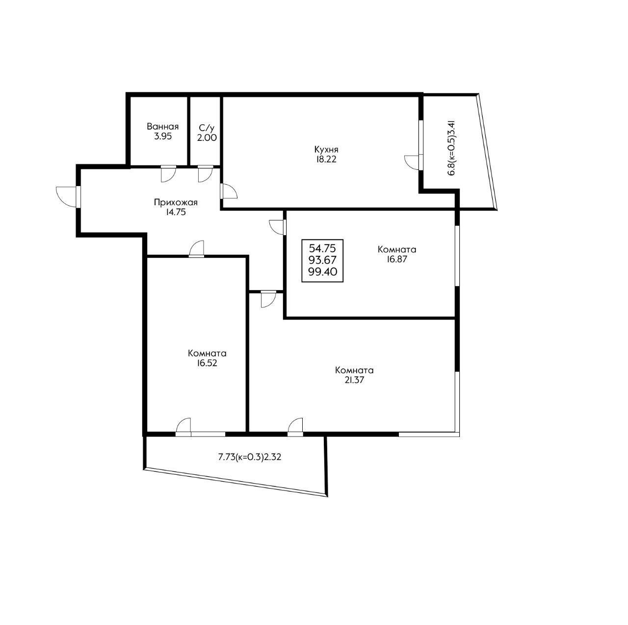 Фото №13: 3-комнатная квартира 109 м² - Краснодар, Карасунский внутригородской округ, Хлопчато-бумажный Комбинат, мкр. жилой комплекс Галактика, ул. Уральская, 71
