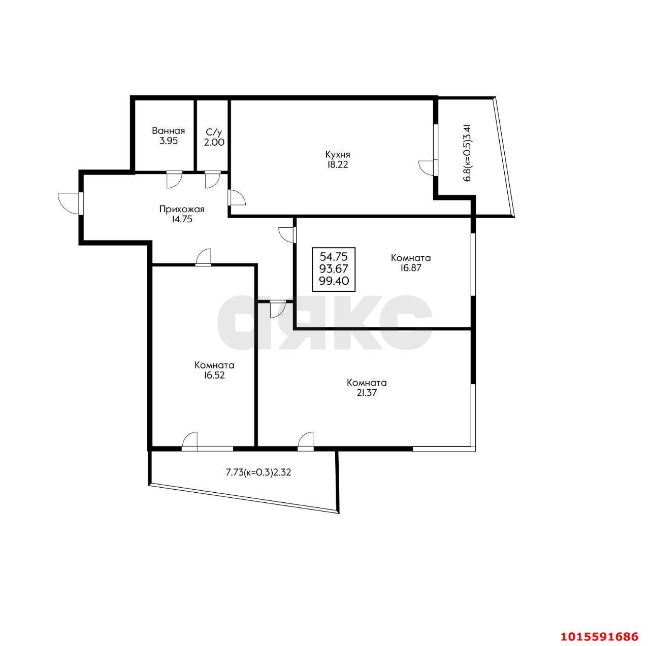 Фото №13: 3-комнатная квартира 109 м² - Краснодар, жилой комплекс Галактика, ул. Уральская, 71