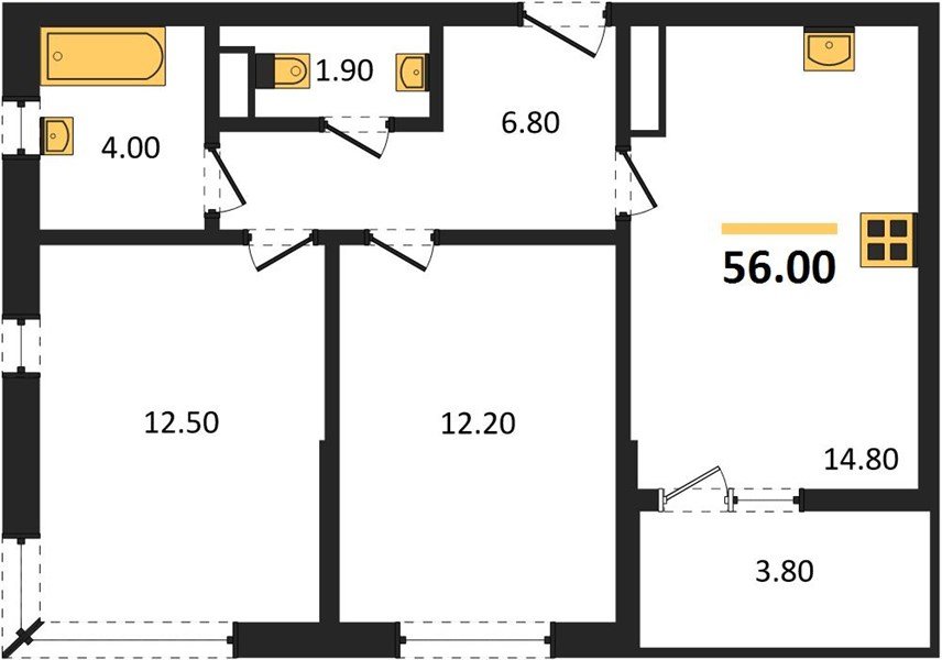 Фото №1: 2-комнатная квартира 56 м² - Краснодар, мкр. Прикубанский внутригородской округ