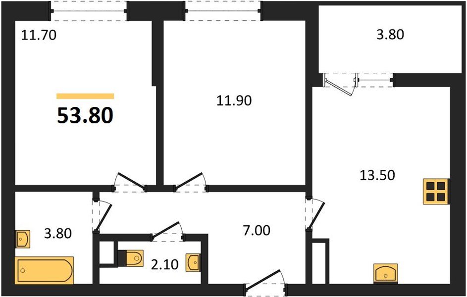 Фото №1: 2-комнатная квартира 53 м² - Краснодар, мкр. Прикубанский внутригородской округ