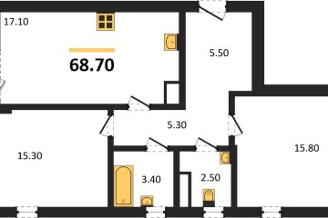 Фото №1: 2-комнатная квартира 68 м² - Краснодар, мкр. Прикубанский внутригородской округ, 