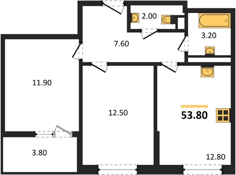 Фото №1: 2-комнатная квартира 53 м² - Краснодар, мкр. Прикубанский внутригородской округ