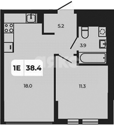 Фото №3: 1-комнатная квартира 38 м² - Верхнетемерницкий, жилой комплекс Норд, ул. Венеры, 23/2
