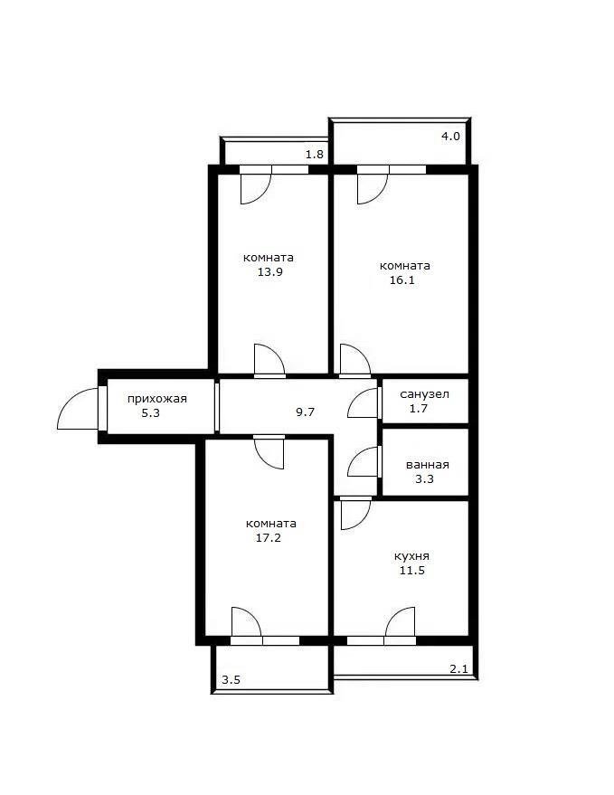 Фото №8: 3-комнатная квартира 90 м² - Краснодар, Прикубанский внутригородской округ, 9-й километр, мкр. Военный городок № 106, ул. имени Дзержинского, 54/13