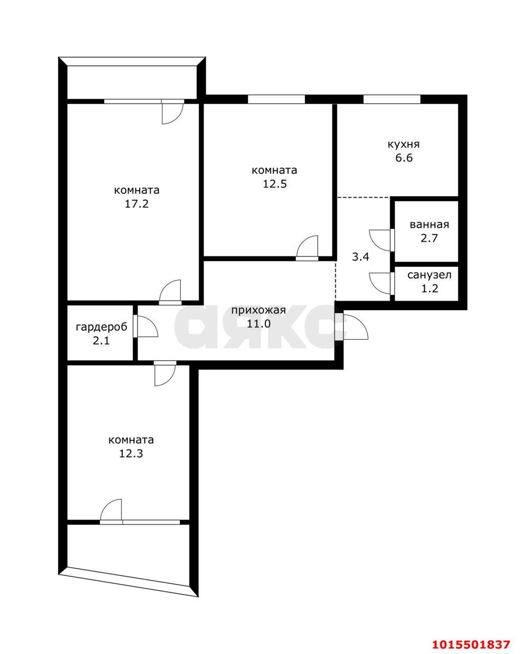 Фото №5: 3-комнатная квартира 69 м² - Краснодар, Комсомольский, ул. Тюляева, 20