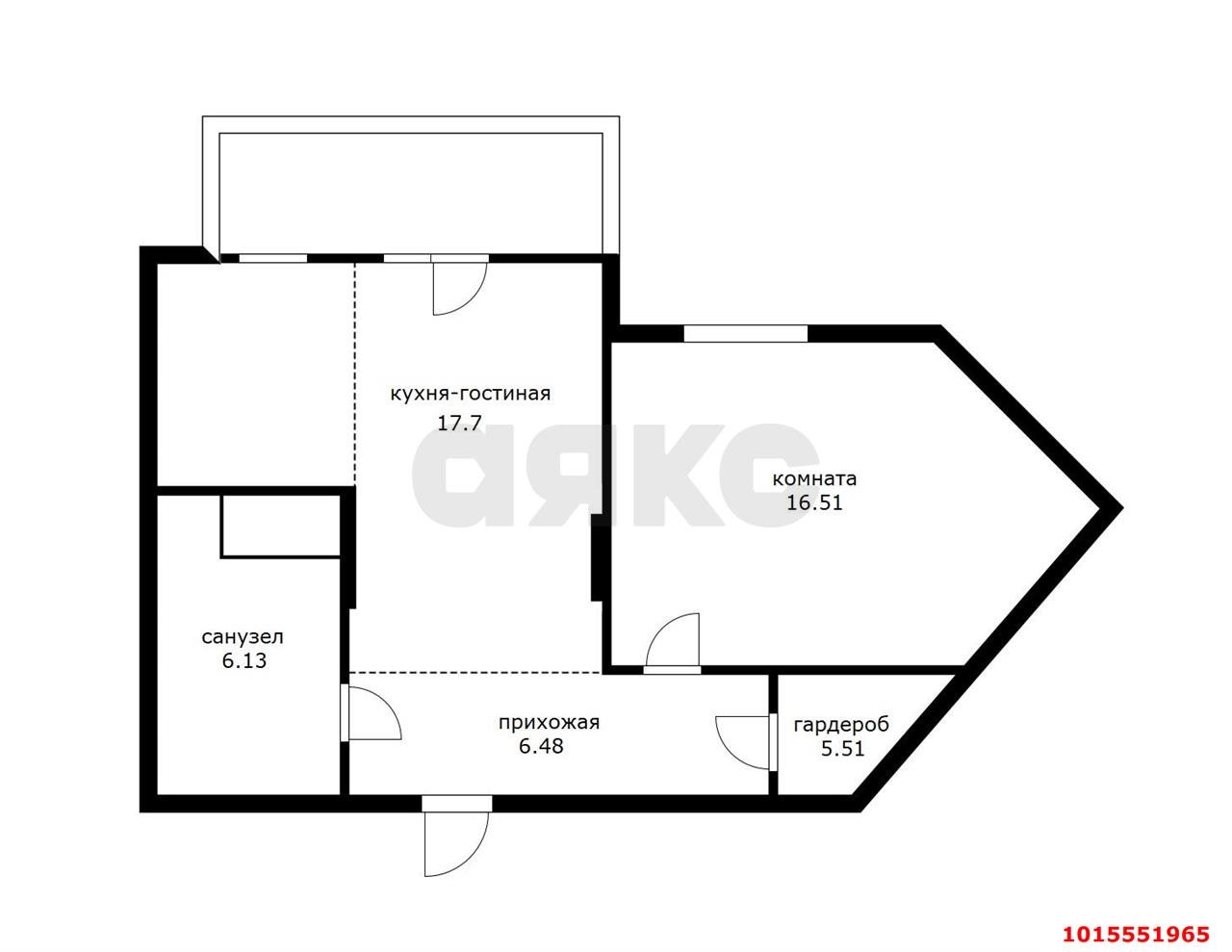 Фото №13: 1-комнатная квартира 53 м² - Краснодар, Прикубанский внутригородской округ, мкр. жилой комплекс Зеленодар, ул. имени М.П. Шемякина, 2