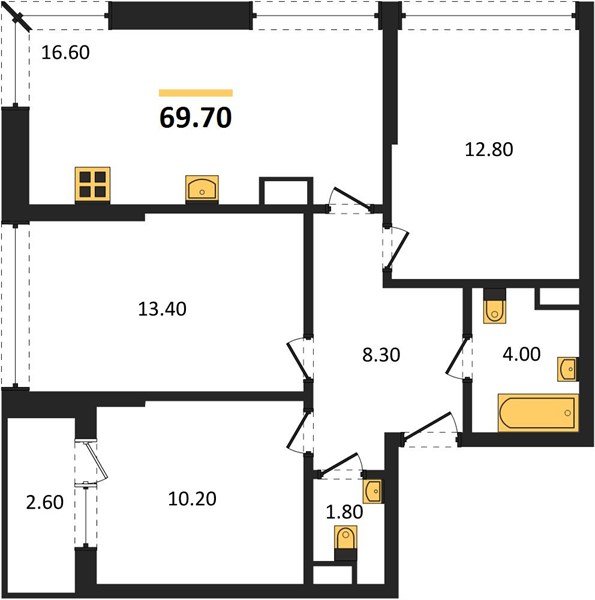 Фото №1: 3-комнатная квартира 69 м² - Краснодар, Прикубанский внутригородской округ, мкр. Догма Парк, ул. Марины Цветаевой, 36