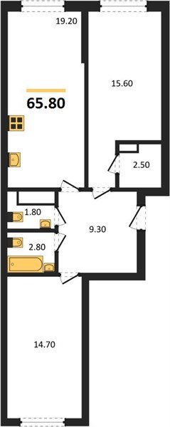 Фото №1: 2-комнатная квартира 65 м² - Краснодар, Прикубанский внутригородской округ, мкр. Догма Парк, ул. Марины Цветаевой, 36