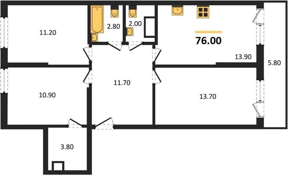 Фото №1: 3-комнатная квартира 76 м² - Краснодар, Прикубанский внутригородской округ, мкр. Догма Парк, ул. Марины Цветаевой, 36