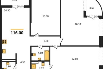 Фото №1: 3-комнатная квартира 116 м² - Краснодар, мкр. жилой комплекс Эрмитаж, 